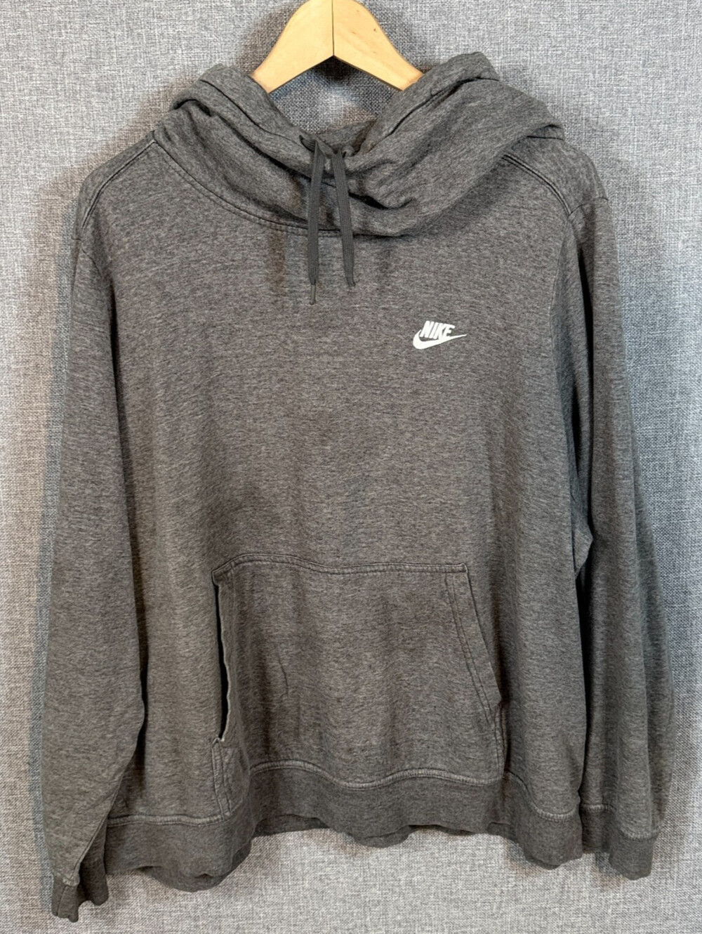Nike Sportswear Pullover Gray Hoodie 3XL Cowl Neck Swoosh Fleece Stained